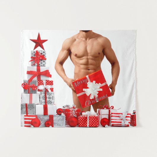 クリスマス滑りやすいジョーゲイプライドギフトLGBTQIAラップ タペストリー (正面(横))