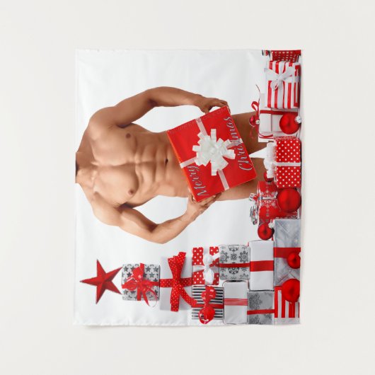 クリスマス滑りやすいジョーゲイプライドギフトLGBTQIAラップ タペストリー (正面)