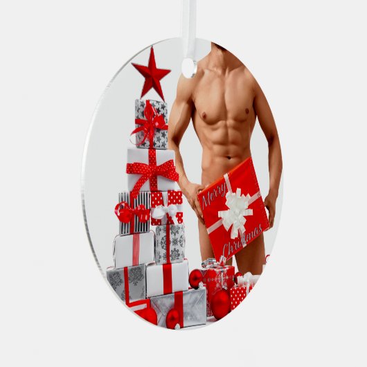 クリスマス滑りやすいジョーゲイプライドギフトLGBTQIAラップ メタルオーナメント (正面右)