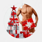 クリスマス滑りやすいジョーゲイプライドギフトLGBTQIAラップ メタルオーナメント (正面)