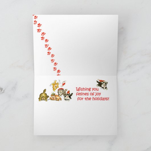 クリスマス漫画の子猫ジョイカード シーズンカード (内部)