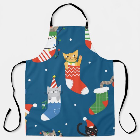クリスマス漫画の猫のかわいい柄 エプロン (正面)