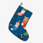 クリスマス漫画の猫のかわいい柄 スモールクリスマスストッキング (正面 (吊り時))