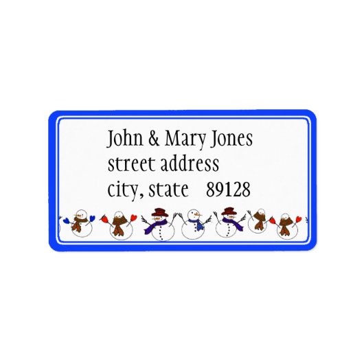 クリスマス漫画の雪だるま ラベル (正面)