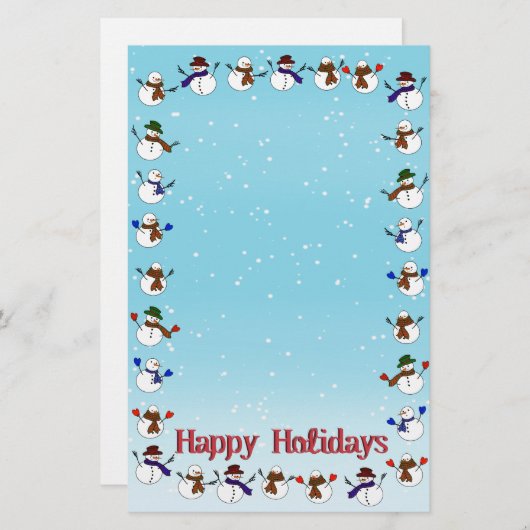 クリスマス漫画の雪だるま 便箋 (正面/裏面)