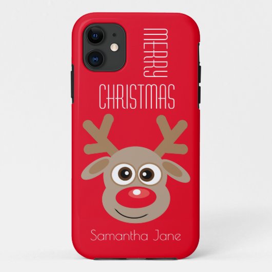 クリスマス漫画トナカイキャラクターレッド名 Case-Mate iPhoneケース (裏面)