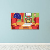 クリスマス火災 キャンバスプリント (インサイチュ (ウッドフロア))