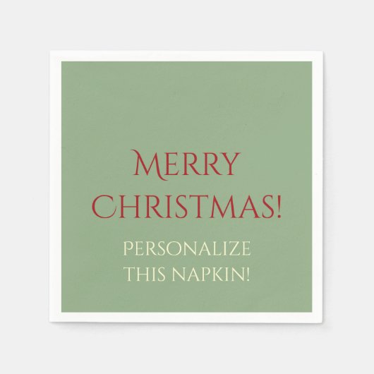 クリスマス無地の05 – グリーン紙パーティーナプキンス スタンダードカクテルナプキン (正面)