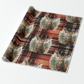 クリスマス焼けオレンジタータンチェックトナカイ ラッピングペーパー (アンロールド)