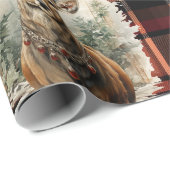 クリスマス焼けオレンジタータンチェックトナカイ ラッピングペーパー (ロールコーナー)