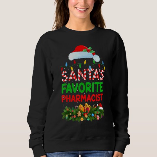 クリスマス照明サンタお気に入りのー薬剤師クリスマ スウェットシャツ (正面)