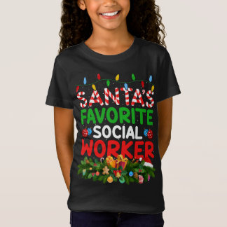 クリスマス照明サンタのお気に入りのソーシャルワーカーChris Tシャツ