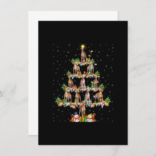 クリスマス照明サンタイタリアングレイハウンドドッグクリスマ 招待状 (正面/裏面)