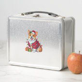 クリスマス照明サンタウェルシュコーギードッグクリスマス メタルランチボックス (インサイチュ)