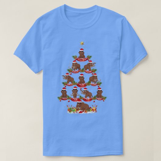 クリスマス照明サンタウーリーマンモスクリスマスツリー Tシャツ (デザイン正面)
