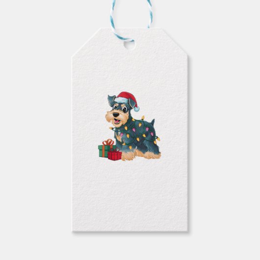クリスマス照明サンタジャイアントシュナウザードッグクリスマス ギフトタグ (正面)