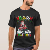 クリスマス照明サンタスノーモービルメリークリスマス Tシャツ (正面)
