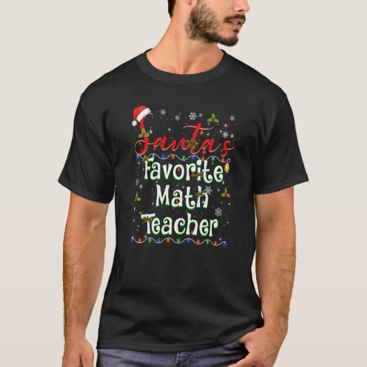 クリスマス照明サンタズ数学お気に入りの先生キリスト Tシャツ (正面)
