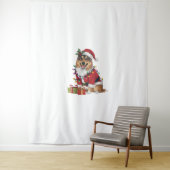 クリスマス照明サンタノルウェーエルクハウンドドッグクリステム タペストリー (インサイチュ)