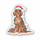 クリスマス照明サンタハアイリッシュセッタードドグクリスマス シール (正面)