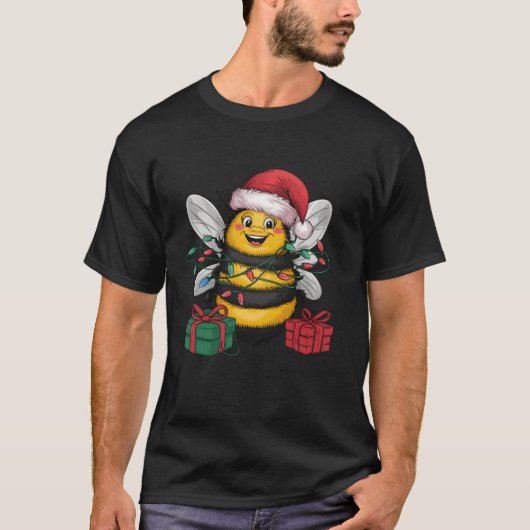 クリスマス照明サンタハットのまわりに Tシャツ (正面)