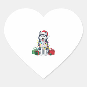 クリスマス照明サンタハットアラスカンハスキードッグクリスマ ハートシール