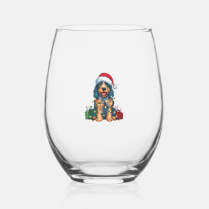 クリスマス照明サンタハットウォースペインのトドッグクリスマ ステムなしワイングラス