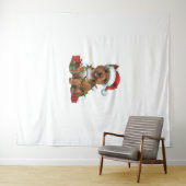 クリスマス照明サンタハットカーンテリアードックリスマ タペストリー (インサイチュ(横))