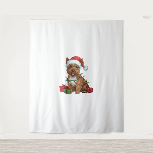 クリスマス照明サンタハットカーンテリアードックリスマ タペストリー (正面)