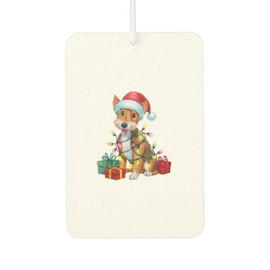 クリスマス照明サンタハットキツネテリアドッグクリスマス カーエアーフレッシュナー (正面)