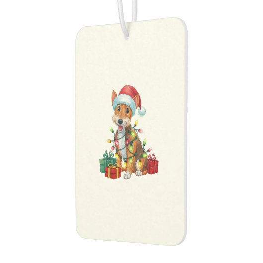 クリスマス照明サンタハットキツネテリアドッグクリスマス カーエアーフレッシュナー (左)