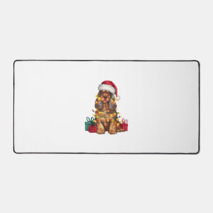 クリスマス照明サンタハットコッカースパニエル犬ドッグクリスチム デスクマット