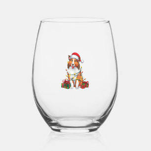クリスマス照明サンタハットコリードッグクリスマス ステムなしワイングラス