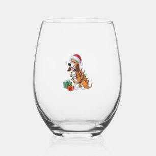 クリスマス照明サンタハットコンハウンドドッグクリスマス ステムなしワイングラス