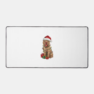 クリスマス照明サンタハットシャールペイドッグクリスマス_1 デスクマット