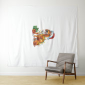 クリスマス照明サンタハットスコティッシュデアハウンドドッグチャール タペストリー (インサイチュ(横))