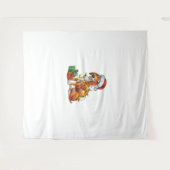 クリスマス照明サンタハットスコティッシュデアハウンドドッグチャール タペストリー (正面(横))