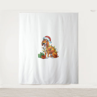 クリスマス照明サンタハットスコティッシュデアハウンドドッグチャール タペストリー