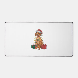 クリスマス照明サンタハットタイリッジバックドッグクリスチム デスクマット