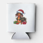 クリスマス照明サンタハットダッシュンドドッグクリスマス 缶クーラー (正面)