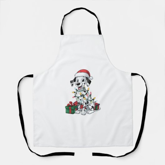 クリスマス照明サンタハットダルマティアンドッグクリスマス エプロン (正面)