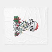 クリスマス照明サンタハットダルマティアンドッグクリスマス フリースブランケット (正面(横))