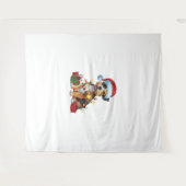 クリスマス照明サンタハットテ縁どリアドッグクリスチム タペストリー (正面(横))