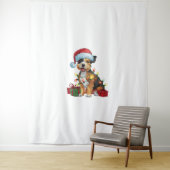 クリスマス照明サンタハットテ縁どリアドッグクリスチム タペストリー (インサイチュ)