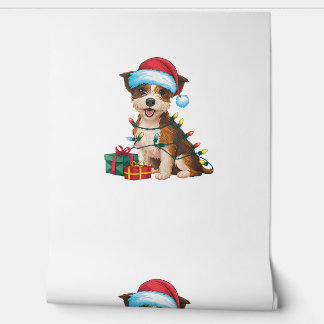 クリスマス照明サンタハットテ縁どリアドッグクリスチム 壁紙
