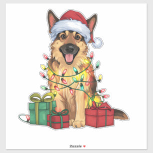 クリスマス照明サンタハットドイツシェパードドッグキリスト シール