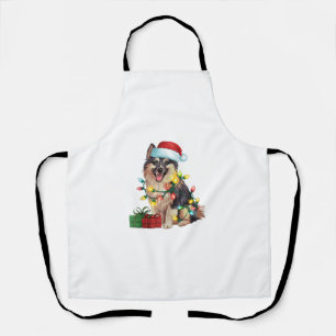 クリスマス照明サンタハットドイツスピッツドッグクリスマス エプロン