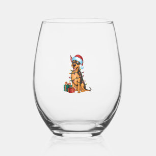 クリスマス照明サンタハットドイツピンシャードッグキリスト ステムなしワイングラス