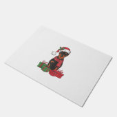 クリスマス照明サンタハットドバーマンドッグクリスマス_3 ドアマット (アングル)