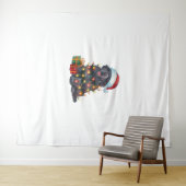 クリスマス照明サンタハットニューファンドランドドッグクリスマス タペストリー (インサイチュ(横))